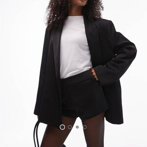 Topshop oversized satin blazer in black